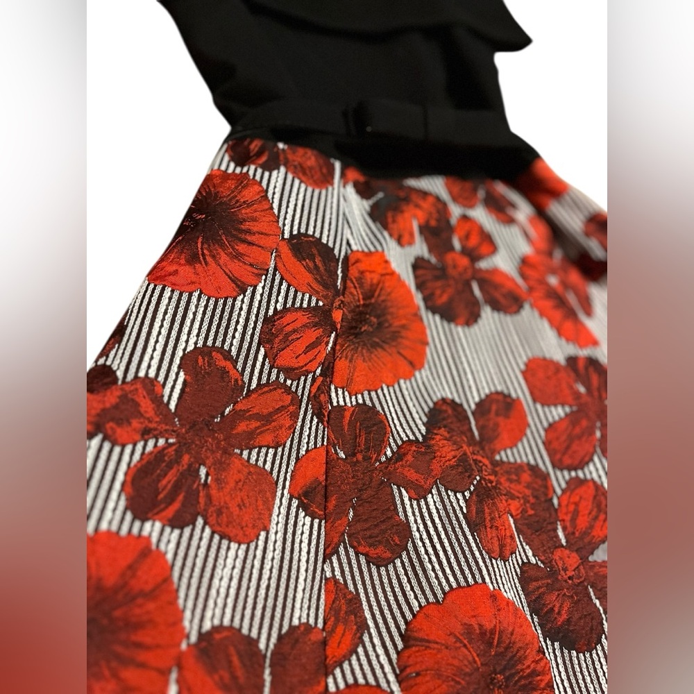 Belle Badgley Mischka Layla Rose Dress Black Floral High-Low US 4 NEW - Picture 4 of 12